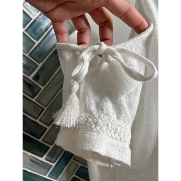 WOMENS ROXY OFF WHITE BOHO COLD SHOULDER FLOWY KNIT SHORT SLEEVE TOP BLOUSE SZ S - Picture 6 of 12